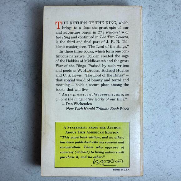 VTG The Return of the King J.R.R. Tolkien Paperback Book Lord Rings Fantasy 70s - Picture 2 of 9